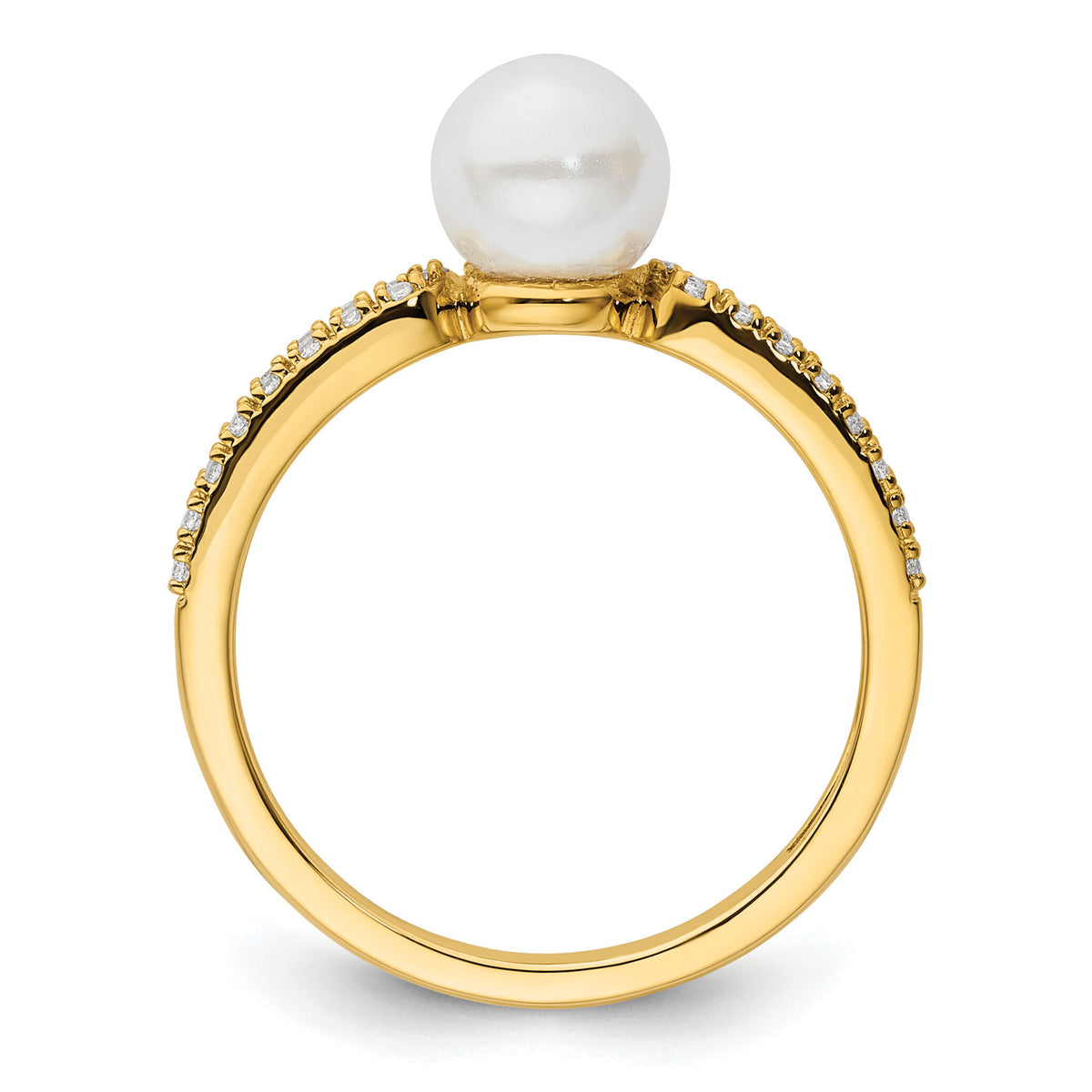 14K Polished Diamond and Pearl Fashion Ring-RM10190