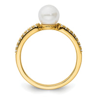 14K Polished Diamond and Pearl Fashion Ring-RM10190