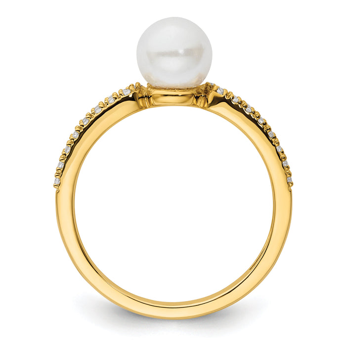 14K Polished Diamond and Pearl Fashion Ring-RM10190