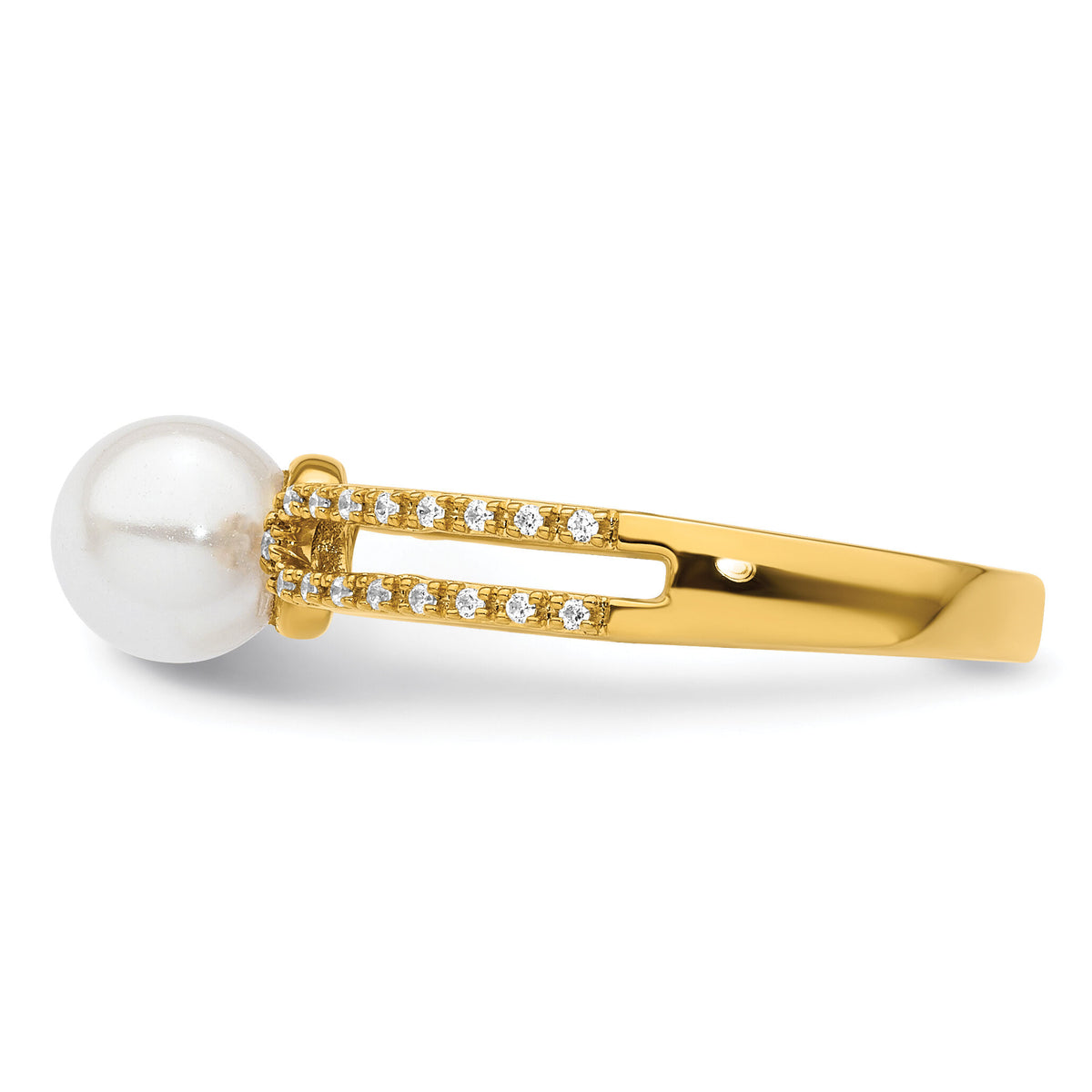 14K Polished Diamond and Pearl Fashion Ring-RM10190