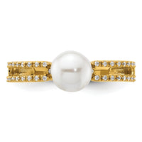 14K Polished Diamond and Pearl Fashion Ring-RM10190