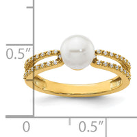 14K Polished Diamond and Pearl Fashion Ring-RM10190