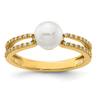 14K Polished Diamond and Pearl Fashion Ring-RM10190