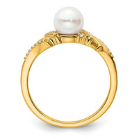 14K Polished Diamond and Pearl Fashion Ring-RM10193