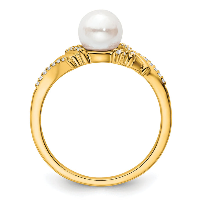 14K Polished Diamond and Pearl Fashion Ring-RM10193
