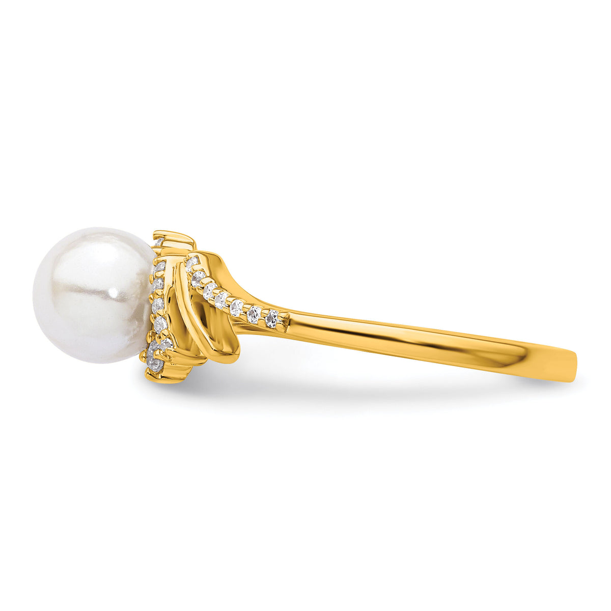 14K Polished Diamond and Pearl Fashion Ring-RM10193