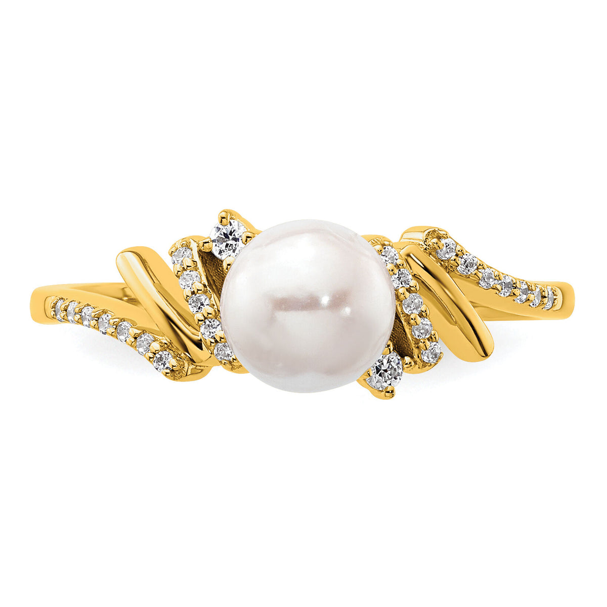 14K Polished Diamond and Pearl Fashion Ring-RM10193