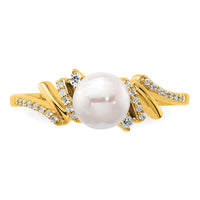 14K Polished Diamond and Pearl Fashion Ring-RM10193