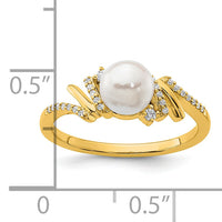 14K Polished Diamond and Pearl Fashion Ring-RM10193