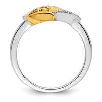 14K Two-tone Polished Diamond Quinceanera Heart Ring-RM10196