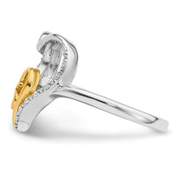 14K Two-tone Polished Diamond Quinceanera Heart Ring-RM10196