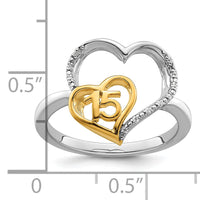 14K Two-tone Polished Diamond Quinceanera Heart Ring-RM10196