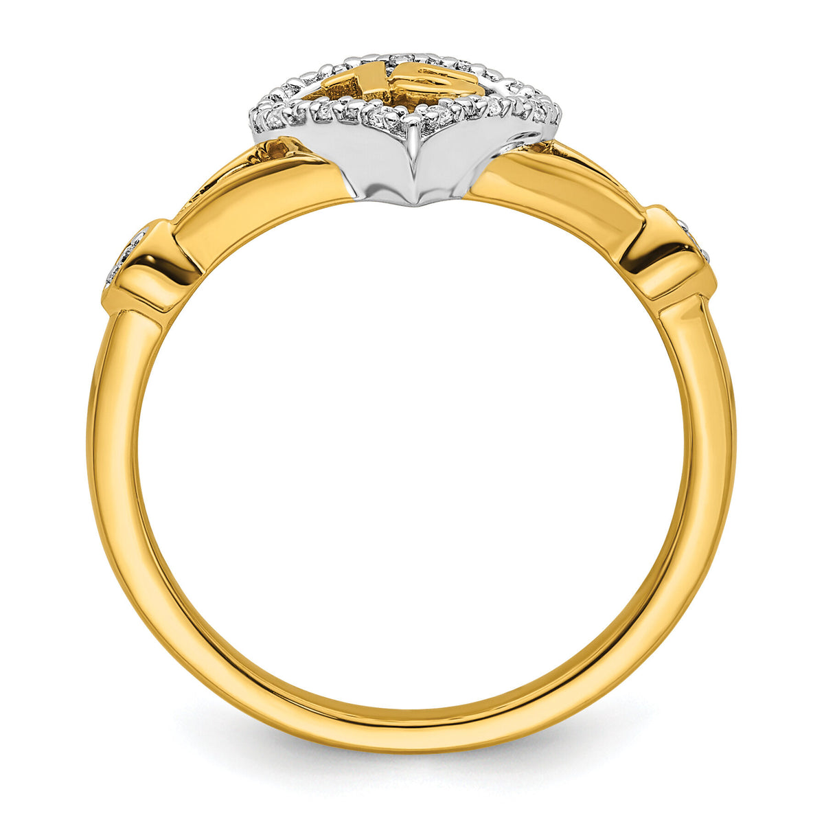 14K Two-tone Polished Diamond Quinceanera Heart/Crown Ring-RM10197