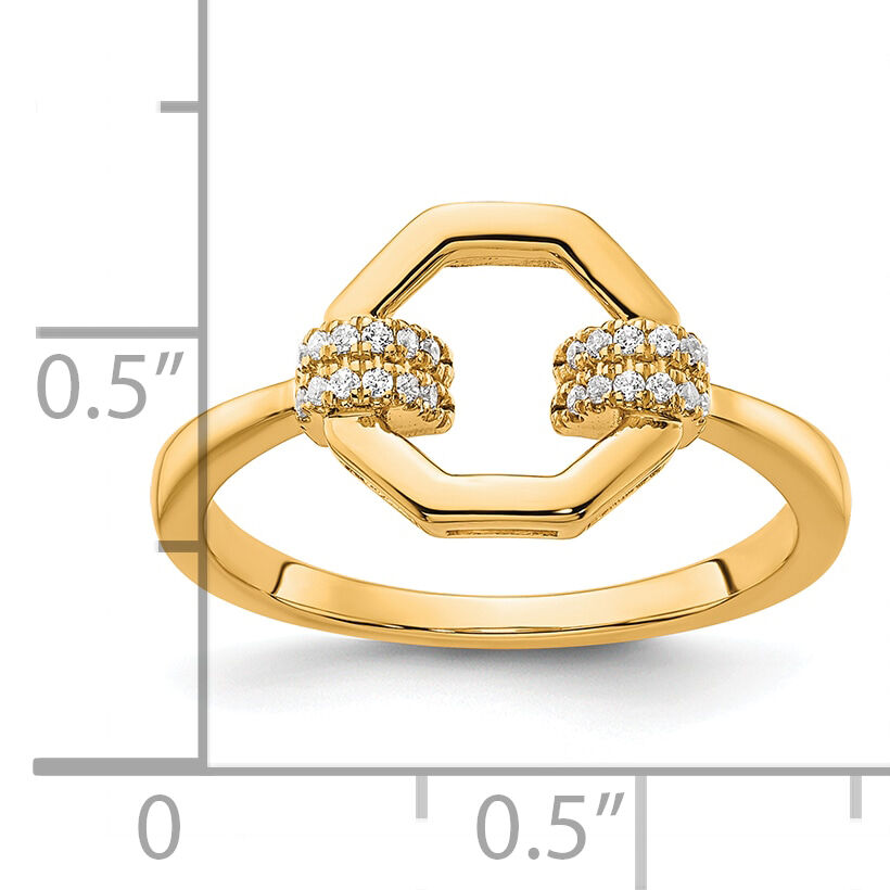14K Polished Diamond Octogon Fashion Ring-RM10202