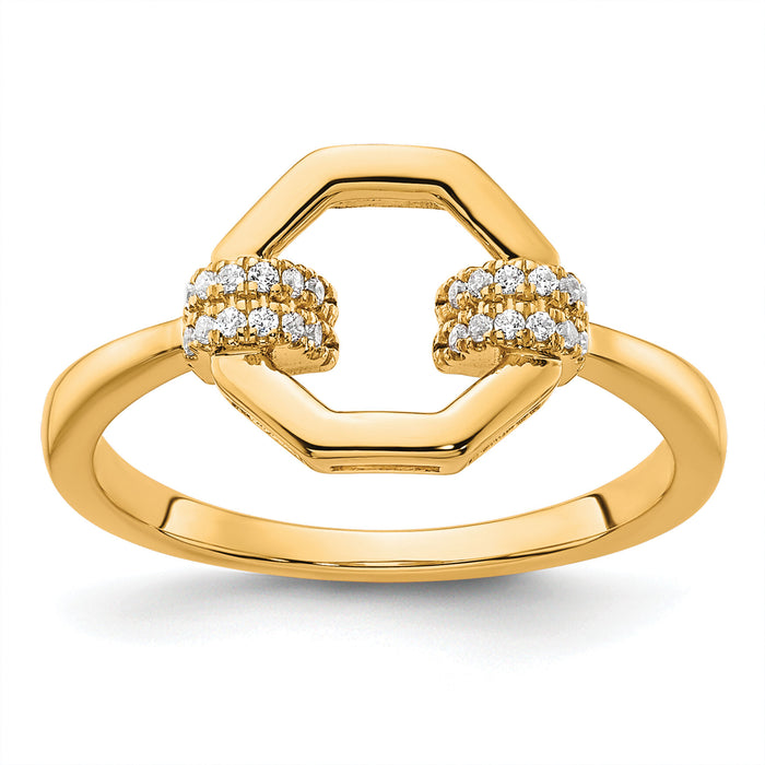 14K Polished Diamond Octogon Fashion Ring-RM10202