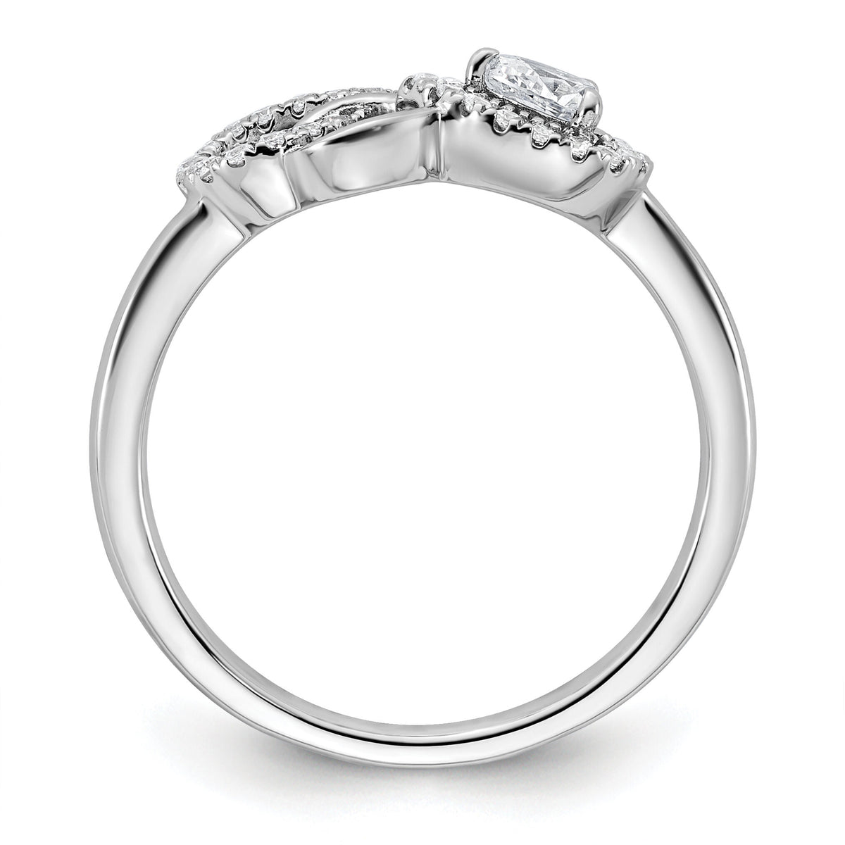 14K White Gold Polished Diamond Infinity Ring-RM10508