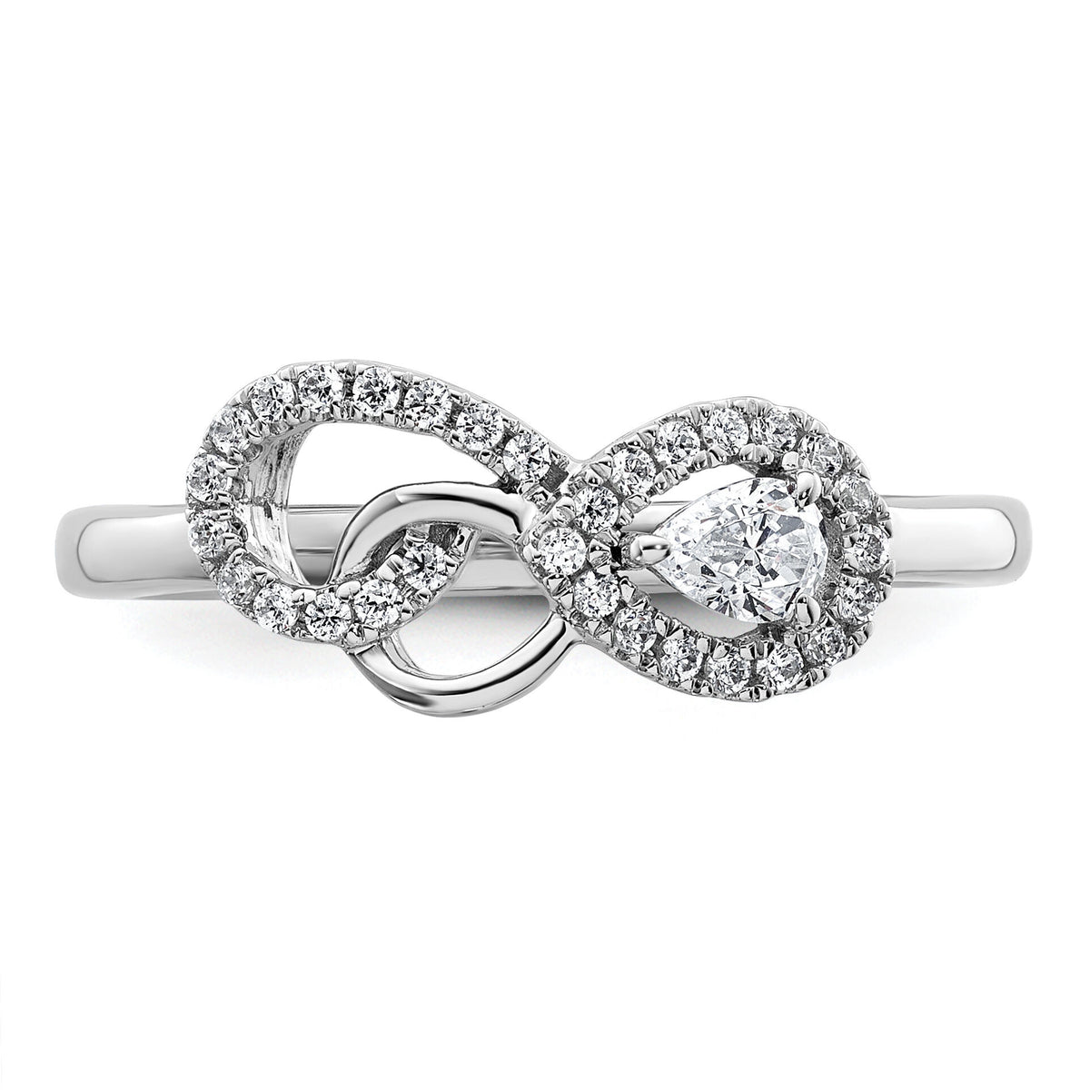 14K White Gold Polished Diamond Infinity Ring-RM10508