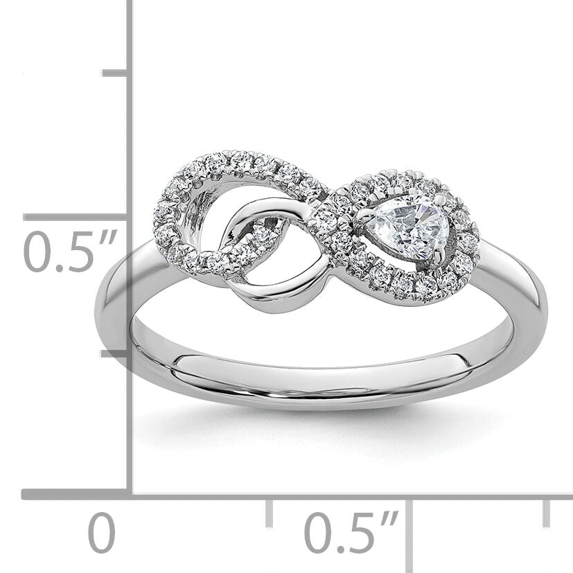 14K White Gold Polished Diamond Infinity Ring-RM10508