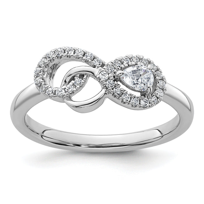 14K White Gold Polished Diamond Infinity Ring-RM10508