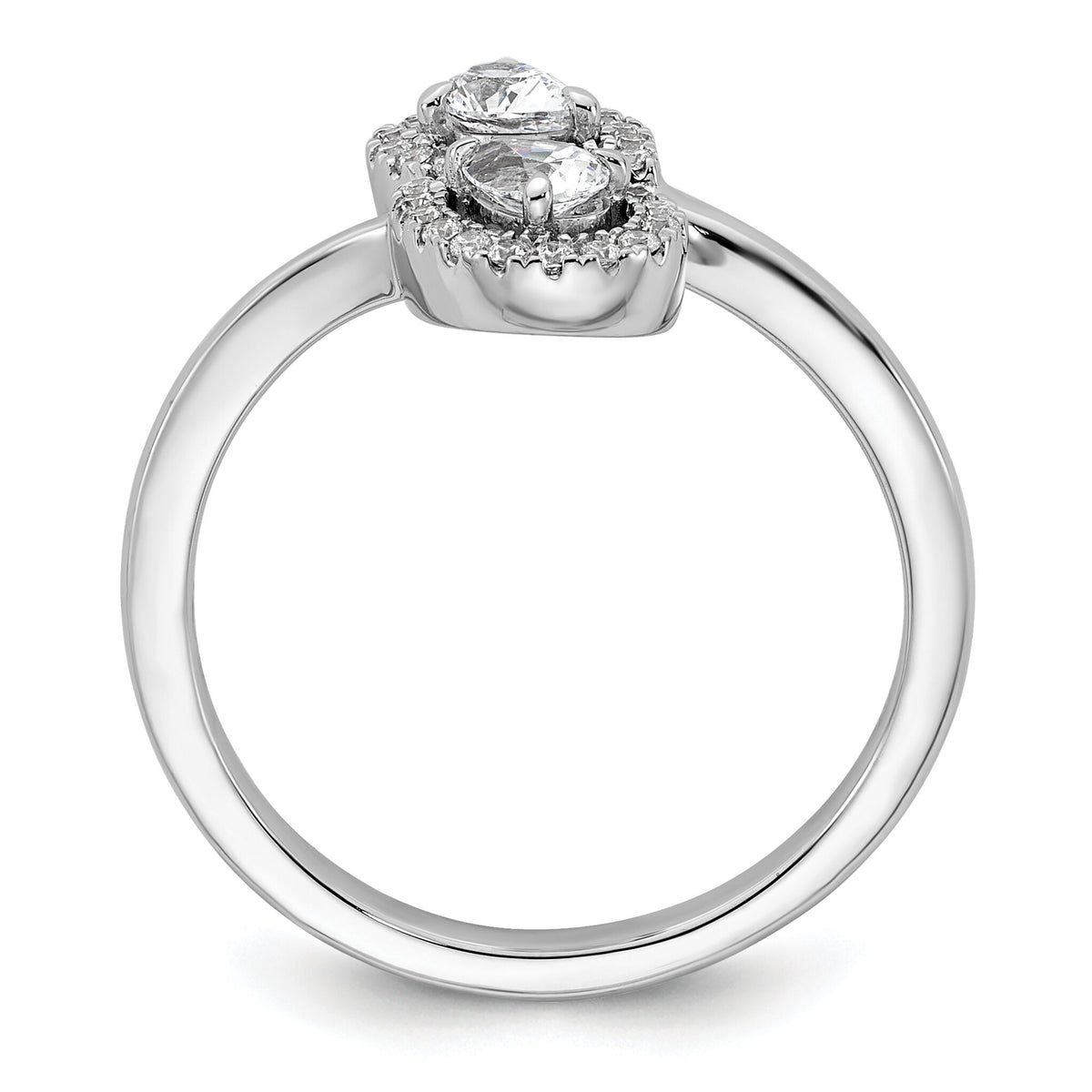 14K White Gold Polished Diamond Pear Bypass Ring-RM10514