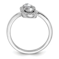 14K White Gold Polished Diamond Pear Bypass Ring-RM10514