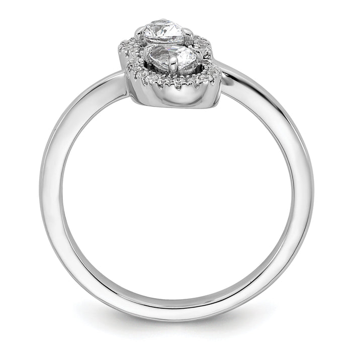 14K White Gold Polished Diamond Pear Bypass Ring-RM10514