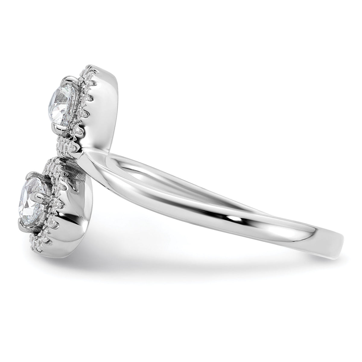 14K White Gold Polished Diamond Pear Bypass Ring-RM10514