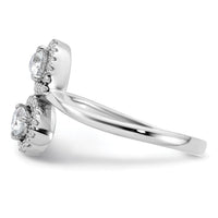 14K White Gold Polished Diamond Pear Bypass Ring-RM10514