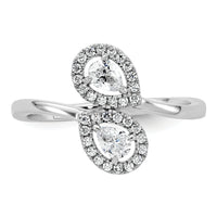14K White Gold Polished Diamond Pear Bypass Ring-RM10514