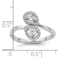 14K White Gold Polished Diamond Pear Bypass Ring-RM10514