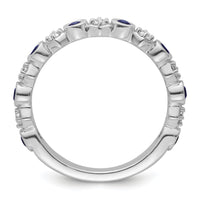 14K White Gold Polished Diamond and Sapphire Fashion Ring-RM10784