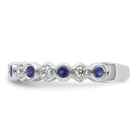14K White Gold Polished Diamond and Sapphire Fashion Ring-RM10784