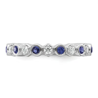 14K White Gold Polished Diamond and Sapphire Fashion Ring-RM10784