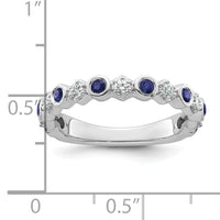 14K White Gold Polished Diamond and Sapphire Fashion Ring-RM10784