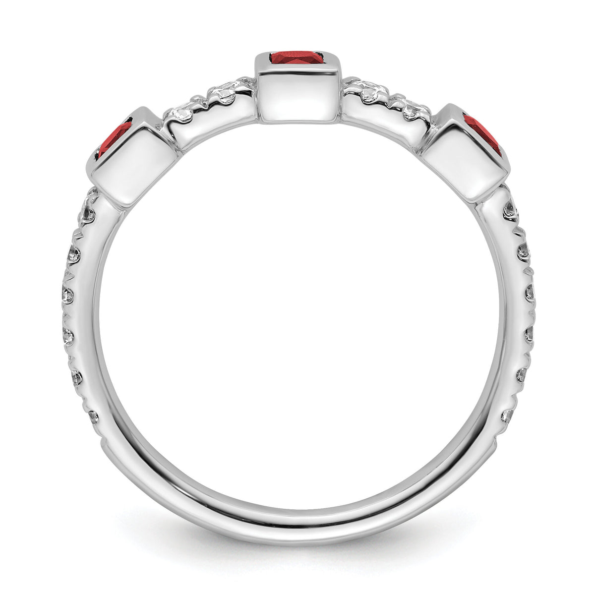 14K White Gold Polished Diamond and Ruby Fashion Ring-RM10785