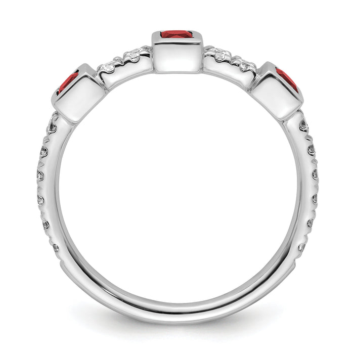 14K White Gold Polished Diamond and Ruby Fashion Ring-RM10785