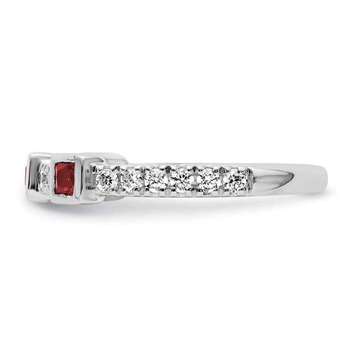 14K White Gold Polished Diamond and Ruby Fashion Ring-RM10785