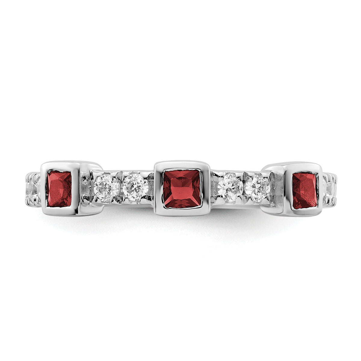 14K White Gold Polished Diamond and Ruby Fashion Ring-RM10785