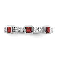14K White Gold Polished Diamond and Ruby Fashion Ring-RM10785