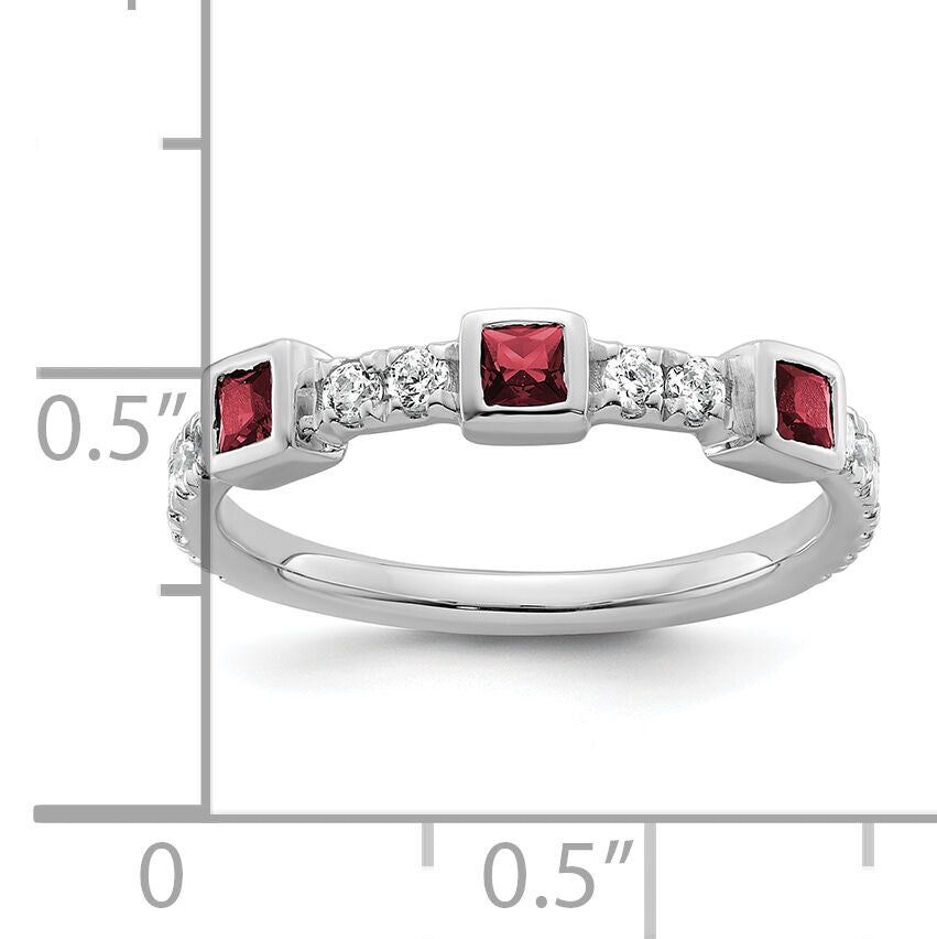 14K White Gold Polished Diamond and Ruby Fashion Ring-RM10785