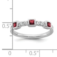14K White Gold Polished Diamond and Ruby Fashion Ring-RM10785