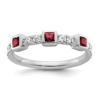 14K White Gold Polished Diamond and Ruby Fashion Ring-RM10785