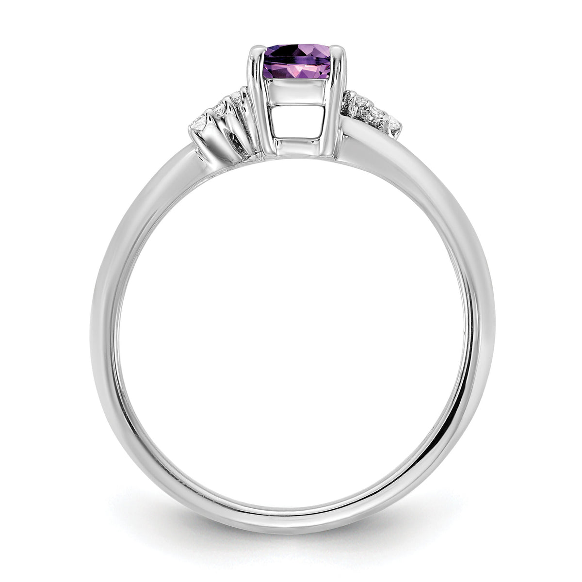 14K White Gold Polished Diamond and Amethyst Fashion Ring-RM10786