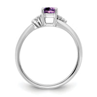 14K White Gold Polished Diamond and Amethyst Fashion Ring-RM10786
