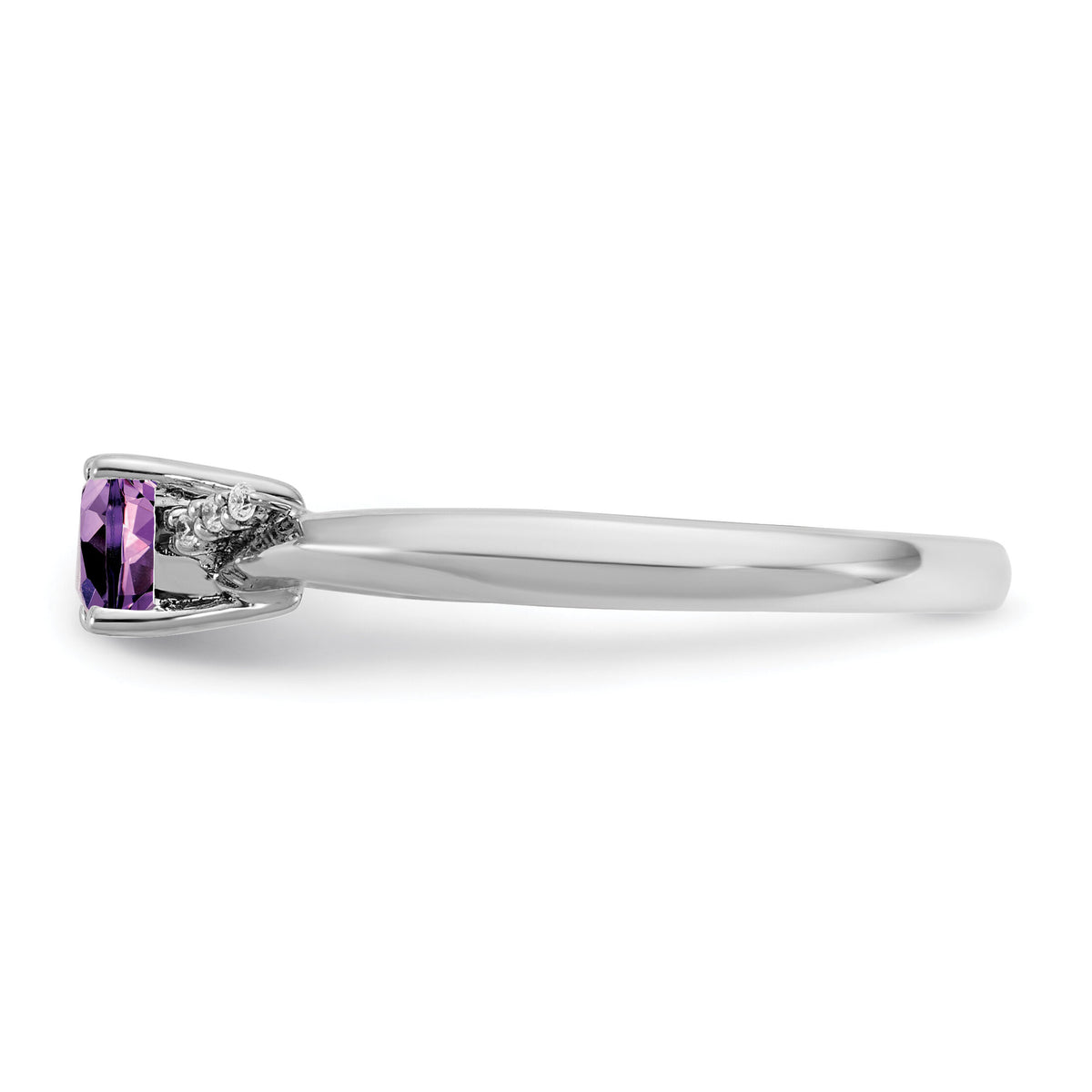 14K White Gold Polished Diamond and Amethyst Fashion Ring-RM10786