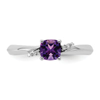 14K White Gold Polished Diamond and Amethyst Fashion Ring-RM10786