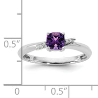 14K White Gold Polished Diamond and Amethyst Fashion Ring-RM10786