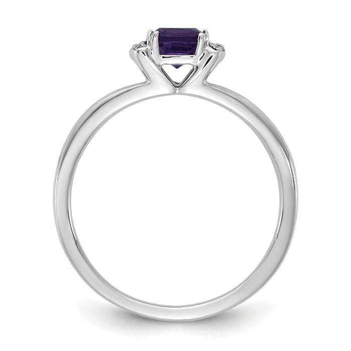 14K White Gold Polished Diamond and Amethyst Fashion Ring-RM10787