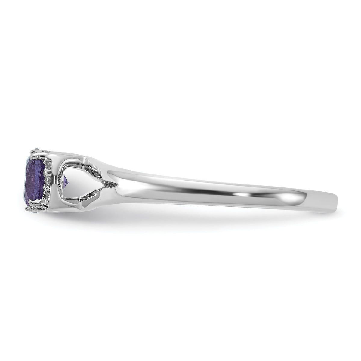14K White Gold Polished Diamond and Amethyst Fashion Ring-RM10787