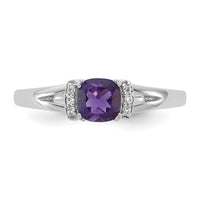 14K White Gold Polished Diamond and Amethyst Fashion Ring-RM10787